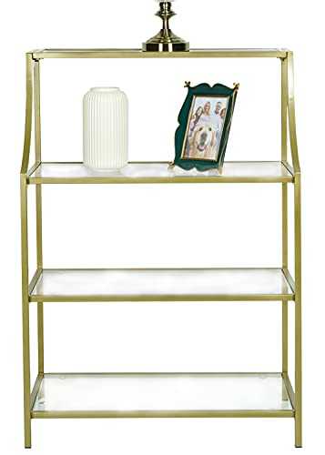 Moncot Console Table, Entryway Table, Safety-Tempered Glass Table Top with 3-Tier Shelving Storage, Sofa Table for Living Room, Hallway, Behind Sofa ST103-CG