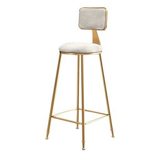 MOCHIYIA Barstools Modern Industrial Barstools Chair Footrest Stool with Backrest Round Cushion Seat Dining Chairs for Kitchen | Pub | Café Bar Counter Stool Gold Metal Legs Seat Height:65cm