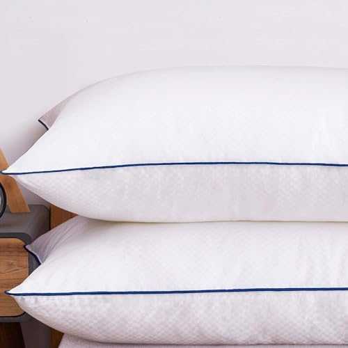 Pillows 2 Pack, Luxury Hotel Pillows Bed Pillows for Sleeping 2Pack Down Alternative Hypoallergenic Pillows for Side Sleeper, Soft Bed Sleeping Pillows with Breathable Cotton Cover-48 x 74 cm