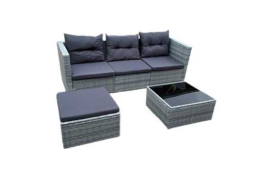 Grey Rattan Garden Patio Sofa Set Settee Chair Outdoor Wicker