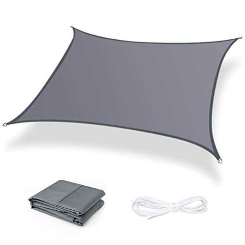 ZHhan Sun Shade Sail Awning Canopy Waterproof Sunscreen 98% UV Block PES for Garden Patio Canopy with Free Ropes Triangle Rectangle Square Grey