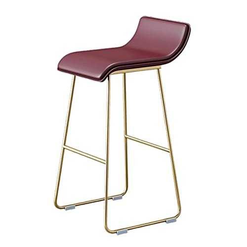 Pingsuo Home Barstools Metal Footrest Bar Stools PU Leather Square Seat Bar High Chairs Breakfast Dining Stools for Kitchen Island Counter (Color : Gold Stand, Size : Red)