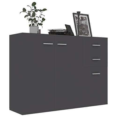 Irfora Sideboard Cabinet Living Room with 2 Doors and 3 Drawers Grey 105x30x75 Cm Chipboard