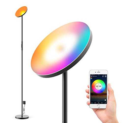 Mezone Smart LED Floor Lamp, Compatible with Alexa Google Home,2000LM Super Bright,WiFi Torchiere Floor Lamp,Dimmable Color Changing Modern Standing Lamp for Living Bedroom Office