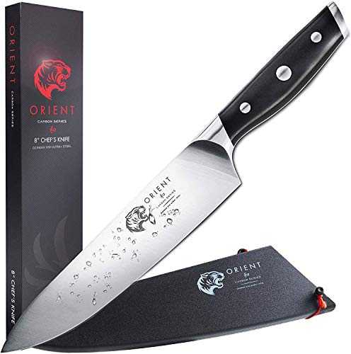 8 inch Chefs Knife 20cm Chef Kitchen Knife, Stainless Steel, Superb Detailing, Cooking Knives, Bonus Cover, Gift Box