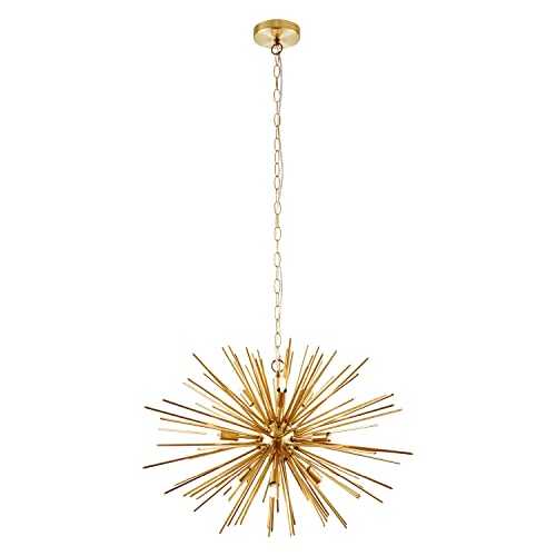 ADAM Contemporary Sputnik Style Design 9 Light Brushed Gold Finish Ceiling Pendant Chandelier