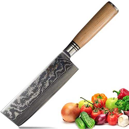 Kitchen Knife Nakiri Knife Chinese Chef Knife Damascus Japanese VG10 Steel Wooden Handle