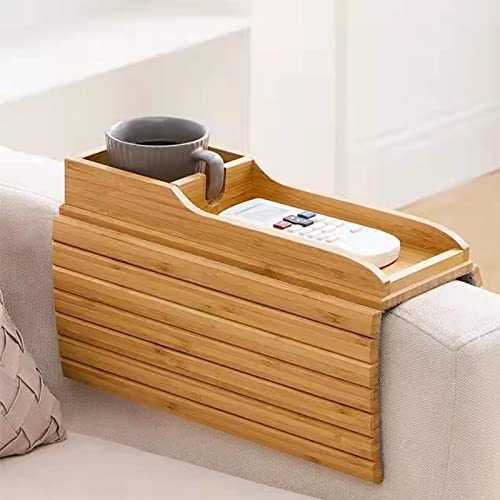 maxant Sofa Arm Tray Table, Couch Arm Table, Flexible Couch Armrest Table, Couch Cup Holder, Foldable Sofa Tray, Arm chair Tray for Remote Control Phone (A wood colour)