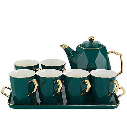 Tea Sets with Teapot, Tea Sets Coffee Cup And Saucer Set Porcelain Handmade Tea Set Flower Teacup Afternoon Tea Set Green