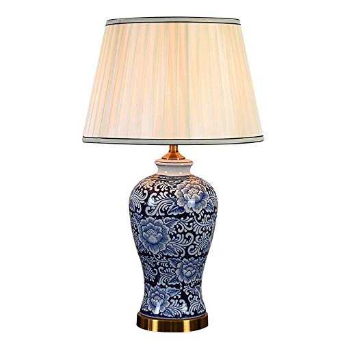 Yuxahiugtd LED Cream Ceramic and Antique Brass Traditional/Classic Table Lamp and Shade,Table Light Night Lights,Low Power Consumption, Bedside & Table Lamps