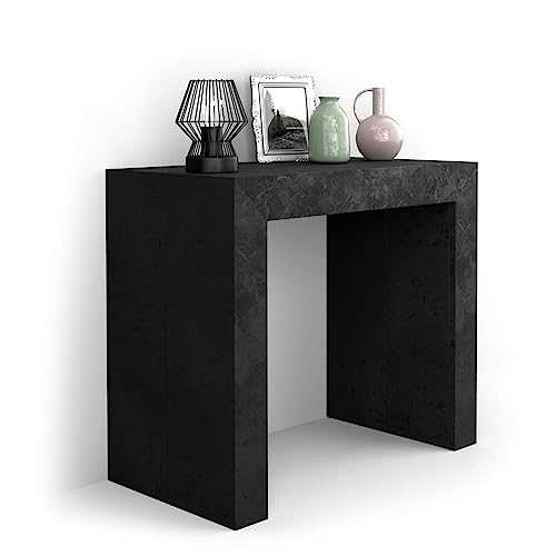 Mobili Fiver, Angelica Extendable Console Table, Ashwood Black, Laminate-finished/Aluminium, Made in Italy