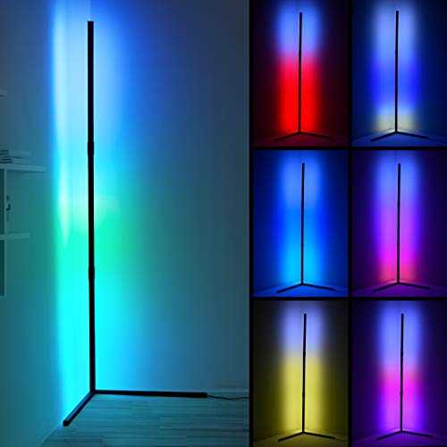 Ankishi Led Corner Floor Lamp, 72LEDs RGB Colour Changing Floor Lamp Standing Lamp with 16 Million Colors , Dimmable & Memory, Atmosphere Floor Lamps for Living Room Bedroom (Triangle)