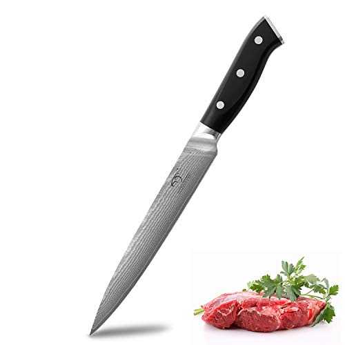 Damascus Meat Knife 20 cm Extremely Sharp 67 Layer Blade I Damascus Sharp Kitchen Knife and Professional Chef's Knife Damascus Steel Real Damascus Steel