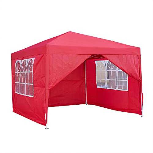 Panana 3 X 3m Pop Up Gazebo Waterproof Outdoor Garden Marquee Awning Party Tent Canopy and Carry Bag Red