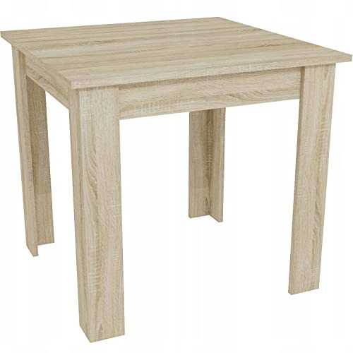 NOVECRAFTO Square Shape Small Dining Table for 4-31.4''x 31.4''x 29.5'' (80x80x75cm) - Sonoma Oak Beige Colour - Wooden Small Kitchen Table - Square Table For Dining Room 2-4 Seater