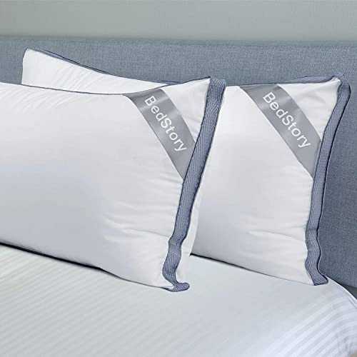 BedStory Pillows 2 Pack 42x70cm, Hypoallergenic Down Alternative Hotel Pillows, Bed Pillows with Breathable Side Grid Design for Side Back and Stomach Sleeper, Ultra-Soft&Fluffy