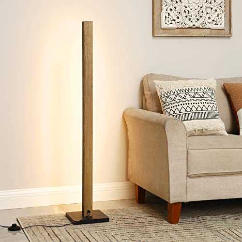 EDISHINE Modern LED Floor Lamp Wooden, Minimalist Dimmable Corner Lighting, Standing Tall Lamp for Living Room, Bedroom, Ofiice, 3000K Warm White Light