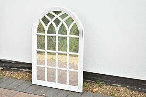 DEENZ White Rustic Soho Window Style Mirror Elegant Vintage Hallway Mirror 50.5X71X2.5Cm