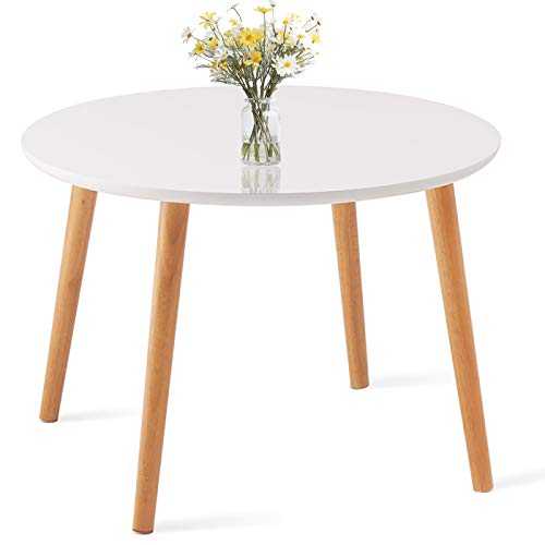 TAOHFE Coffee Table, Round Coffee Table White for Living Room
