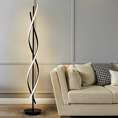 LED Spiral Floor Lamp Dimmable with Remote Control, Eye Protection Reading Lamp, 3-Level Dimmable 3 Color Temperatures, Standing Lamp for Living Rooms ​Family Rooms Bedrooms Offices (Color : Black)