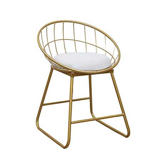 Bar Stools Modern Counter Height Stools White Round Seat Gold Metal Legs Barstools Dining Side Chair, Upholstered Backrest Bar Stools, Kitchen Pub Bistro Stool