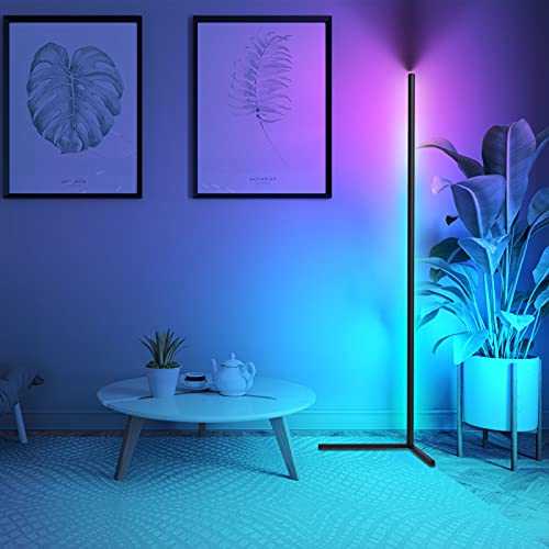 Minimalist Led Corner Floor Lamp UK RGB Colour Changing, 20W Standing Corner Mood Light, Dimmable & Memory, 62.2‘’ Tall Modern Floor Lamps Atmosphere Night Light for Living Room, Bedroom, Gaming Room