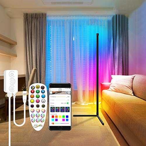 Elitlife Floor Lamp Colour Changing 140cm Tall Minimalist Nordic Bluetooth LED RGB Corner Lamp with Dimmable Remote Controller, Music Sync, Atmosphere Floor Lamps for Living Room Bedroom