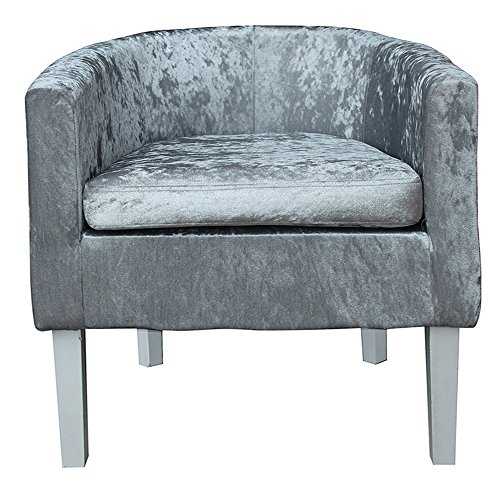 Panana Designer Crushed Velvet Tub Chair Armchair Living Dining Room Office Chair (Light Grey)