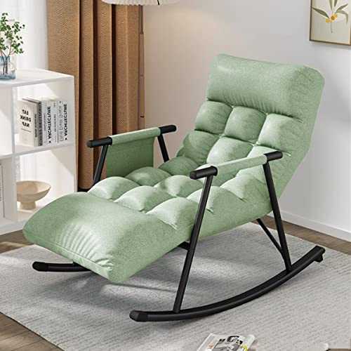 LEIYTFE Indoor Rocking Chair Adult Recliner Modern Bedroom Living Room Chairs Armchair Back Adjustable,Single Sofa for Reading Lounge Balcony,Thick Padded (Color : Green)