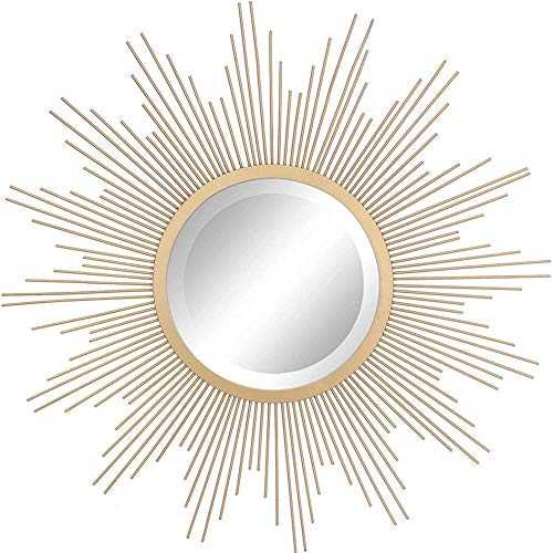 ROM Products Golden sun Wall mirror, 24 Inch, Metal frame decorative wall decoration mirror,Gold