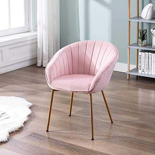 Wahson Velvet Accent Chair for Bedroom Armchair with Golden Metal Legs Tub Chair for Living Room/Vanity