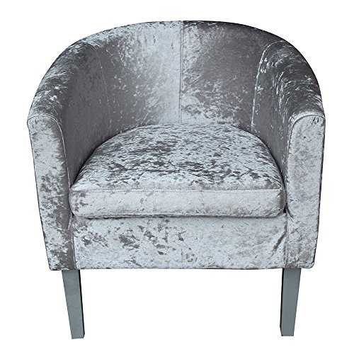 Britoniture Crushed Velvet Tub Chair Armchair Office Living Dining Room Silver &White