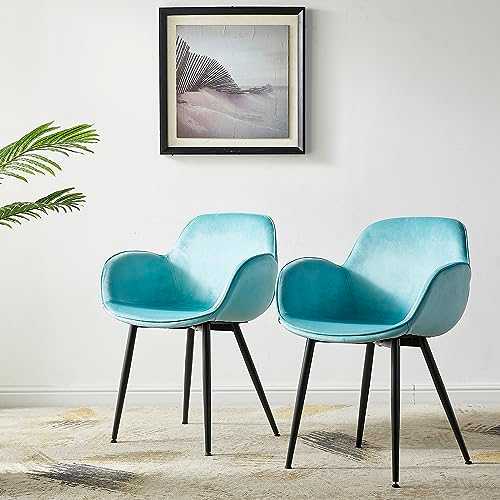 LeChamp Upholstered Accent Arm Chair Set of 2 Modern Velvet Dining Chair with Backrest and Metal Legs for Living Room Bedroom Club Guest Tub Chairs Green