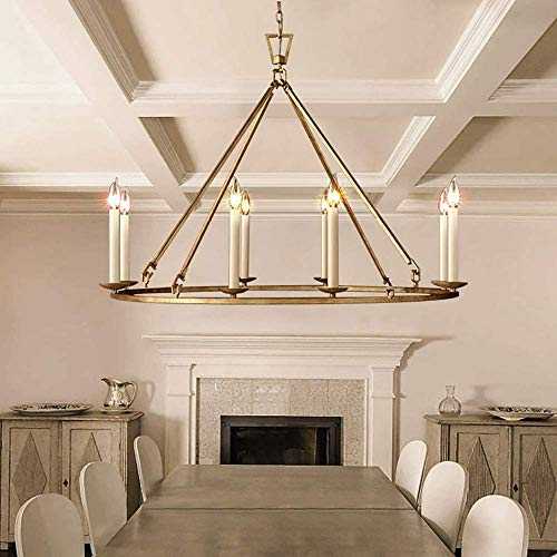 Jiuzhuo Rustic Candle-Shaped 8-Light Chandelier Antique Brass Round Chandelier