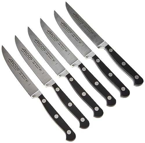 Arcos Series Clasica - Knife Set 6 pieces (6 Steak Knives) - Blade Nitrum Forged Stainless Steel - Handle Polyoxymethylene (POM) Black Color