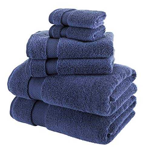 Towels Beyond 6 Piece Bath Towel Set - Luxury Plush Quality Hotel and Spa Towels Made with 100% Turkish Cotton (Navy)