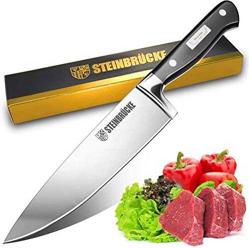 STEINBRÜCKE Chef Knife, 8 inch Pro Kitchen Knife Forged from German Stainless Steel 8Cr15Mov (HRC58), Full Tang, Ultra-Sharp Classic Cooks Knife with Ergonomic Handle for Home Kitchen & Restaurant