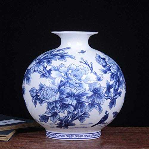 Ceramic Vase Blue and White Porcelain Vase Pomegranate Bottle Handmade Table Art Precious Collection Gift Bottom White 17 16 7cm