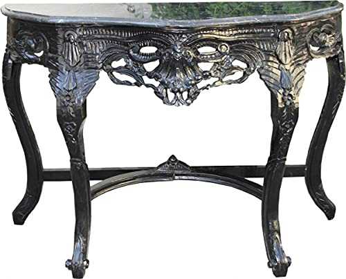 Casa Padrino Baroque console table Black/Black with marble top Mod2 - Console
