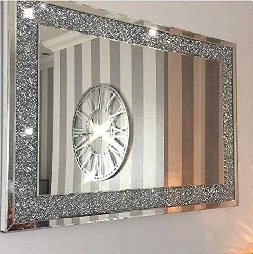 Crushed Diamond Mirror 100x70cm Crystal Dressing Silver Sparkly Full Length Wall