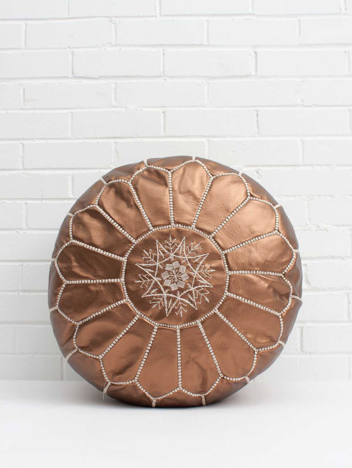 Bohemia Design | Moroccan Faux Leather Pouffe, Copper