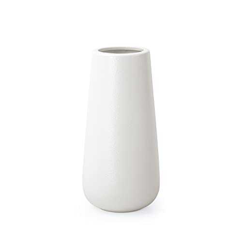 8 Inch Snow White Ceramic Flower Vase for Home Décor, Design Box Packaged