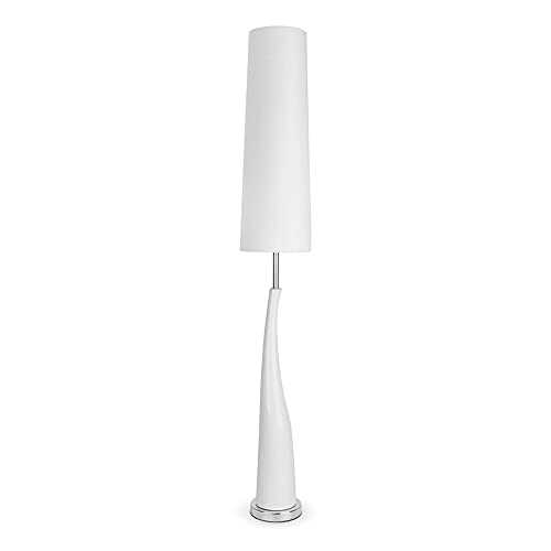 MiniSun - Modern Gloss White Ceramic & Silver Chrome Retro Style Floor Lamp
