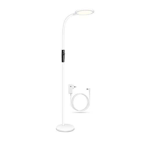 KTNG Bright Modern Metal 9w Floor Lamp，White Bright LED Floor Lamp That Can Be Raised Lowered Touch Dimming，for Bedroom，living Room (Color : White)