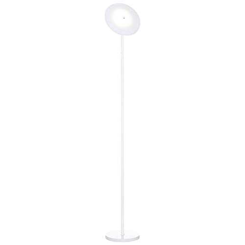 HOMCOM LED Floor Lamp 18W Uplighter Reading Standing Light with Adjustable Head 3 Brightness Levels Touch Control Industrial Style for Living Room Bedroom, White