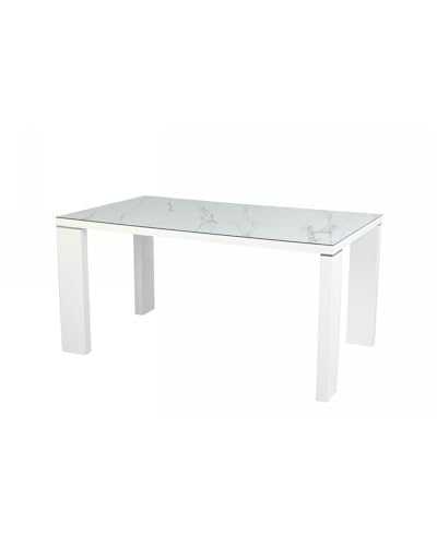 White lacquered table and ceramic glass Royal - 150 x 90 cm