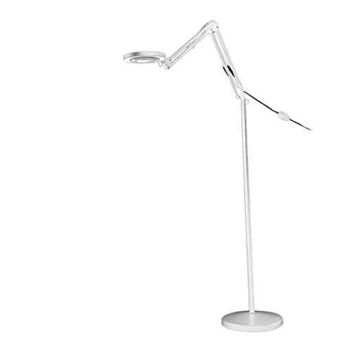 OLTETZ Lamp Stand Floor Lamp Standing Light Adjustable LED Floor Light with 8X Magnifying 2 Color Temperatures Cable Switch Eye Care Reading Lamp Standing Lamp ( Blue : Blanc )