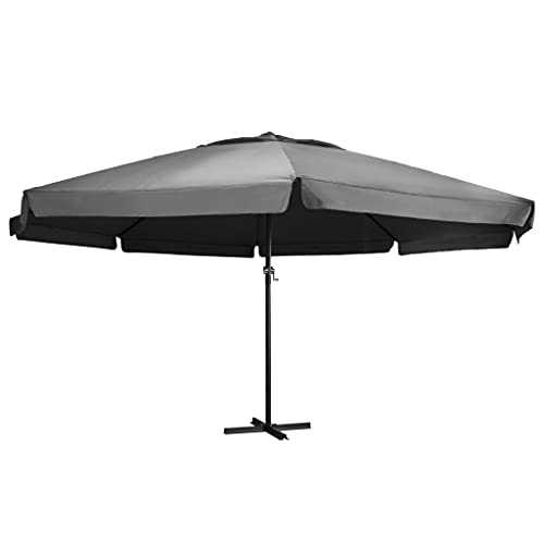 Anthracite Fabric (100% polyester) with PA coating, aluminium, steel Home Garden Outdoor Living47372 Outdoor Parasol with Aluminium Pole 600 cm Anthracite
