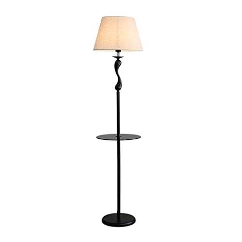 OLTETZ Lamp Stand Floor Lamp Standing Light Modern Wrought Iron Floor Lamp with Shelves Fabric Lampshade Floor Light for Living Room Bedroom Study Standing Lamp Standing Lamp (Blue : A-Black)