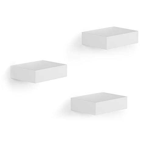 Umbra Showcase Shelves Set Gallery Display, Floating Wall Shelf for Small Objects and More, Set of 3, White
